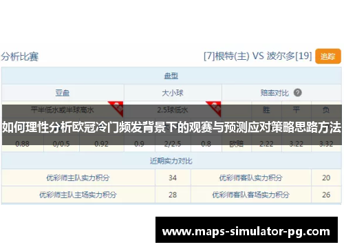 如何理性分析欧冠冷门频发背景下的观赛与预测应对策略思路方法 如何理性分析欧冠冷门频发背景下的观赛与预测应对策略思路方法